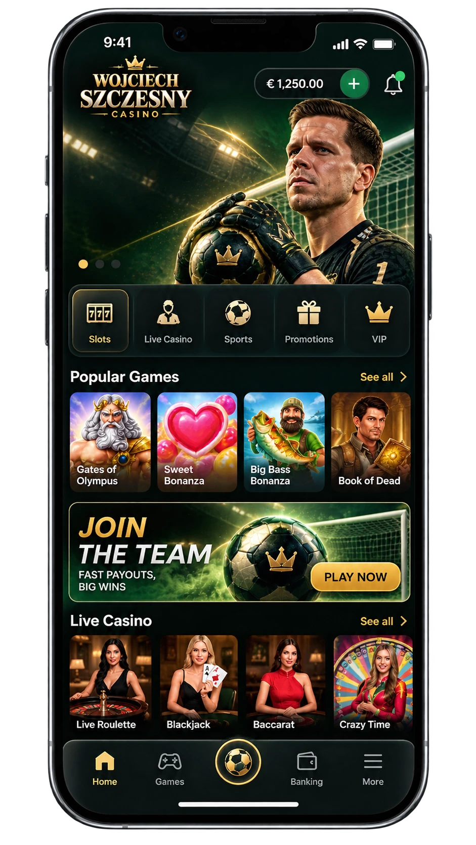 Aplikacja Wojciech Szczesny Casino